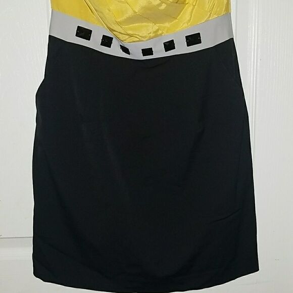 Laila Azhar yellow black strapless Dress Sz 2 NWOT - Picture 3 of 5